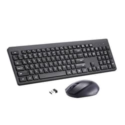 Xukinroy Wireless Keyboard and Mouse Combo 2.4G Full Size External Cordless Keyboard Mouse Set with Numeric Keypad for Windows Mac Laptop PC Computer Desktop Notebook Chromebook Compact Mouse (Black)
