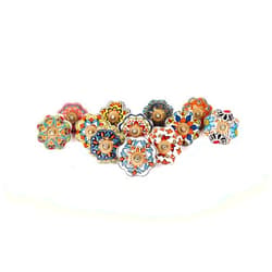 Fashionshopmart Set of 12 Ceramic Knobs | Vintage Multicolor Floral Door & Cabinet Pull Handles | Decorative Drawer, Cupboard & Wardrobe Knobs (Pack of 12)