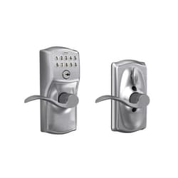 SCHLAGE FE595 CAM 626 ACC Camelot Keypad Entry with Flex-Lock and Accent Levers, Brushed Chrome