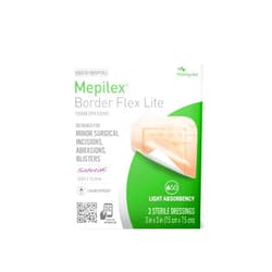 Mepilex Border Flex Lite 3 x 3 in (7.5x7.5 cm) Hospital Grade Dressings for Minor Surgical Incisions, Abrasions and Blisters for Up to Several Day Use