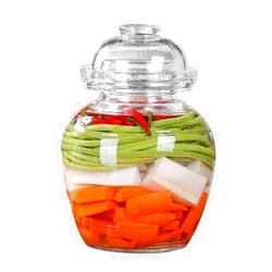 Aosnttol 2.5 Liter Pickle Jar Glass Jar with Lid, Fermentation Kit Crock with Water Seal Airlock Lid, Fermentation Jar Canning Jar for Pickles, Kimchi, Sauerkraut, Kombucha Jar Paocai Jar Pot