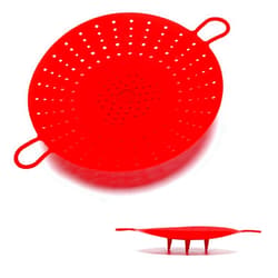 Cutefly Silicone Vegetable and Food Steamer Basket,Good Grips Silicone Steamer for Instant Pot-8.5 in,Red