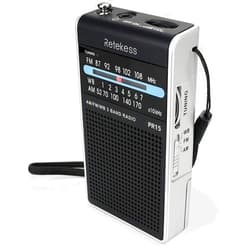 Retekess PR15 Pocket NOAA Weather Radio, AM FM Emergency Weather Radio Portable, Little Transistor Radio Powered by AAA Battery for Walking, Camping (Silver Black)