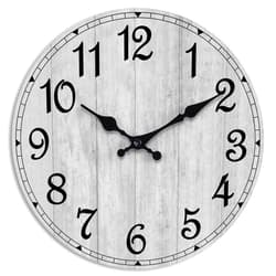 HYLANDA Wall Clock, 10 Inch Wall Clocks Battery Operated Silent Non Ticking, Country Wooden Clocks Farmhous Clock for Bathroom, Living Room, Kitchen, Bedrooms (Gray)