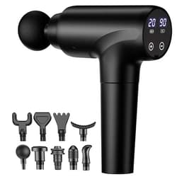 cotsoco Massage Gun Deep Tissue, Muscle Massage Gun with 9 Attachment Heads 20 Speeds & Silent Brushless Motor for Pain Relief, Handheld Percussion Back Massager Gun for Athletes(Black)