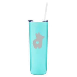 MIP Brand 20 oz Skinny Tall Tumbler Stainless Steel Vacuum Insulated Travel Mug With Straw Corgi Butt (Light Blue)
