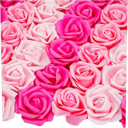 Bright Creations 100 Pack Pink Roses Artificial Flowers, 3 Colors, 3x1.2 in Foam Flower Heads for Decoration, Wedding Centerpieces, Crafts, Wall Backdrops, Bridal Shower Decorations, DIY Arrangements