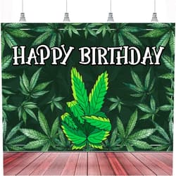 BECKTEN Happy Birthday Backdrop Banner Cool Green Plant Leaves Flag Favors Wall Hanging Decor Natural Plants Grass Jungle Theme Birthday Party Photo Photography Prop Booth Background 70.9x47.2in-BECKTEN