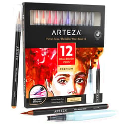 ARTEZA 12 Watercolor Pens for Artists, Portrait Tones Real Brush Pens, Blendable Watercolor Markers for Adults