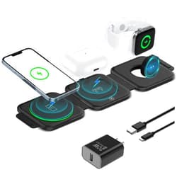 Manfh Foldable 3-in-1 Wireless Charger with Strong Magnetic Absorption,Travel Charging Station Compatible with iPhone14/13/12 Series,AirPods 3/2/Pro,iWatch