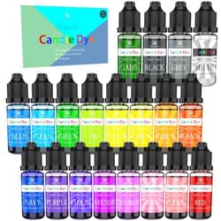 DecorRom Candle Dye - 20 Colors Liquid Concentrated Candle Color Dye for Soy Wax Dyes, Gel Wax, Paraffin Wax, Beeswax, Candle Making Kit - Vibrant Oil-Based Candle Coloring for DIY Candle Making Supplies