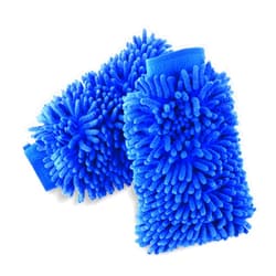 Zalava 2 Pack Car Wash Mitt + 1 Pack Ultra-soft Car Wash Towel, Premium Chenille Microfiber Car Wash Glove Set, Lint Free, Scratch Free (2 x Mitt; 1 x Towel) (Blue)