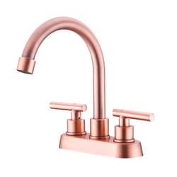 Rzoeox Bathroom Faucet Rose Gold, 2 Handle Bathroom Sink Faucet, 2 or 3 Hole 4 Inch Centerset Lead-Free Modern Commercial RV Bathroom Vanity Sink Faucet (Red Copper)