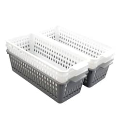 Nesmilers 6-Pack Slim Plastic Storage Baskets Bin, Rectangle Basket Set