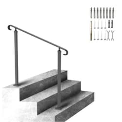 VEVOR Handrail for Outdoor Steps, 3-4 Steps Flat Outdoor Handrail, Adjustable Wrought Iron Staircase Handrail, Thickened Stair Railings for Porch Railing, Deck Handrail