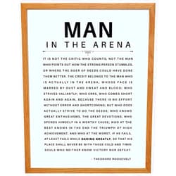 YELLOWBIRD ART & DESIGN LARGE 11X14 FRAMED - Man in the Arena - Inspirational Quotes - Teddy Roosevelt Poster - Motivational Gifts for Men, Teen Boys Entrepreneur - Office, Living Room, Bedroom Wall Art Decor, Daring Greatly