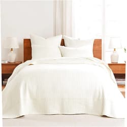 Levtex Home - Cross Stitch Cream Bedspread Set - King Bedspread and Two King Shams - Cross Stitch Pattern - Bedspread (120x104in.) and Sham (20x36in.) - Cotton