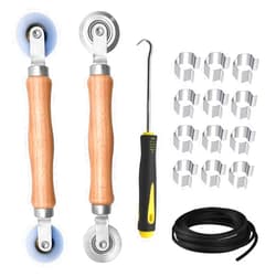 BAYTORY Upgrade Window Screen Repair Kit, Steel/Nylon Roller Tool with Bearing, Spline Removal Hook, 32ft Retainer Spline and 12pcs Screen Clips Replacement for Installing Door Mesh Screens