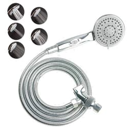 HauSun Handheld Shower Head with On/Off Switch - 5 Spray Settings 6.5 Feet Extra Long Hose High Pressure with Bathroom Faucet Kit - Universal Adapter Holder Mount for Wall,Chrome Finish