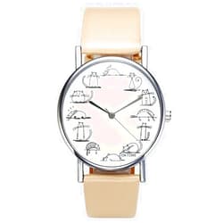 Top Plaza Fashion Women's Platinum Plated Mini Cat Glasses Analog Quartz Watch, PU Leather Strap Gold Tone - Mint Green