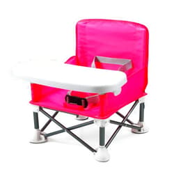 PandaEar Portable Travel Booster Seat with Tray| Folding Baby Seat Booster High Chair for Dining Table| Compact Camping Chair for Lawn, Beach Indoor/Outdoor Use| Toddlers, Kids (Pink)
