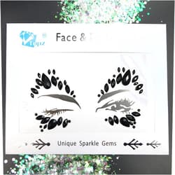 TOPAZ Black Face Jewels Halloween Rhinestones self Adhesive Crystal Face Gems Halloween Beauty Body Glitter Tattoo Eyebrow Face Body Jewelry (Black)