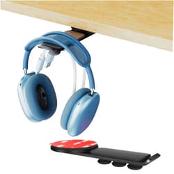 wigmoa K-U1 Headphone Hanger Stand 360°Rotating Headset Holder with Cable Organizer, Under Desk Headphone Hook Mount, Gaming Headset Clamp Compatible for HyperX, Razer, Sennheiser. (Black)