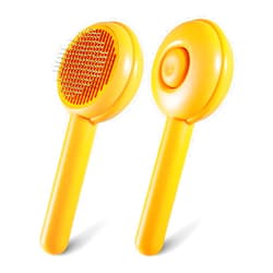 GRBISI Cat Grooming Brush Self Cleaning Slicker Dogs Cats Doggy Pet Kittens One-Click Shedding Button Stainless Steel Teeth Comb Removal Loose Matted Tangled Hair Massage Indoor Outdoor Undercoat