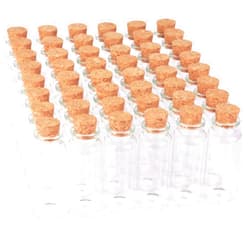 MaxMau 48 Pack, 30ml Glass Jars with Corks Lid,Clear Glass Bottles for Spices Herbs Crafting Project Party Favors