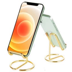 ROPOSY Cell Phone Stand for Desk, Cute Metal Gold Cell Phone Stand Holder Desk Accessories, Compatible with All Mobile Phones, iPhone, Switch, iPad