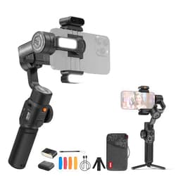 Camnoon Smooth 5S AI PRO Handheld 3-Axis Gimbal Stabilizer for Phone Vlog Gimbal Anti-Shake Al Tracking Gesture Control with Magnetic Fill Light Mini Tripod Storage Bag Replacement for iPhone Android