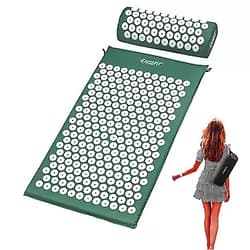 Risefit Acupressure Mat and Pillow Set Eco-Friendly Back Neck and Sciatic Pain Relief Acupuncture Massager Cushion, Free Carry Bag for Storage(Green)