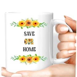 Handmade Novelty Gift Animal Lovers Gift - Earth Conservation Ecogifts - Support Wildlife Sustainability 11 Oz White Ceramic Coffee Mug