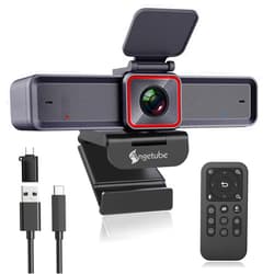 Angetube 4K Webcam with AI Tracking,Remote Control 4K Web Camera/10X Digital Zoom 1080P 60fps Web cam with USB 3.0 HDR/Dual Noise Cancelling Microphones for Video Calls/Meetings/Streaming/Skype/Zoom