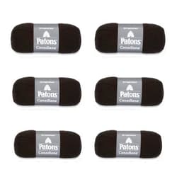 PATONS Canadiana Black Yarn - 6 Pack of 3.5oz/100g - Acrylic - 4 Medium - 205 Yards - Knitting/Crochet