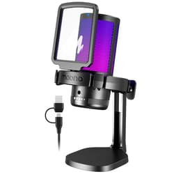 MAONO USB Gaming Microphone for PC, Noise Cancellation Condenser Mic with RGB, Mute, Gain, Computer Desk Mic for Streaming, Podcast, Chat, Twitch, YouTube, Discord, PS5, PS4, GamerWave DGM20 Black