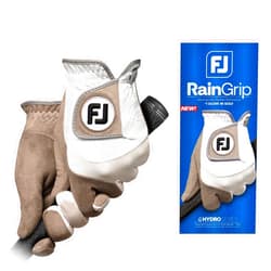 FootJoy Men's RainGrip Golf Glove, White/Grey, Medium/Large, Pair