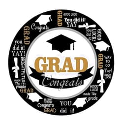 AICHENGZI 7IN Congrats Grad Cap Paper Plates Graduation Party Plates Class of 2021 Themed Party Decoration Disposable Plates (32pcs)