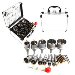 LYXUAN 12PCS TCT Carbide Hole Saw Kit for Metal(9/16'' to 2-1/8''),Heavy Duty Hole Cutter Drill Bits Set for Stainless Steel, Iron, Aluminum, Wood, Plastic