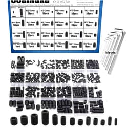 Seamaka 620Pcs M2, M3, M4, M5, M6, M8 Metric Hex Socket Head Cup Point Set Screws (Black),25 Size 12.9 Class Alloy Steel Grub Screw Assortment Kit with 6 Hex Wrenches for for Home Repairs & Fixtures