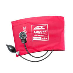 ADC Bariatric-Size Diagnostix 720 Premium Professional Pocket Aneroid Sphygmomanometer with Adcuff Nylon Blood Pressure Cuff, Burgundy; Fits Upper-Arm Circumferences from 44 cm to 66 cm