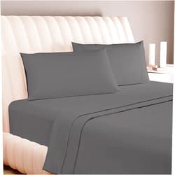 Carressa Linen 100% Egyptian Cotton Sheets - 600 Thread Count 4 PC Queen Size Sheet Set, Soft, Cooling, High Thread Count Sateen, Extra Long Staple Luxury Bedding, 16 in Deep Pocket - Graphite Gray
