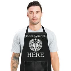 WZMPA Place Sacrifice Here Kitchen Apron Baphomet Satanic Gift Hail Seitan Goat Adjustable Apron For Men Women