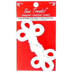 Sew Trendz Chinese Frogs Button Closures Hook & Eye Fastener - Sewing Quilting Renaissance Dance Hawaiian Bridal Costumes Outfit Drapery Decor- WHITE -4.5