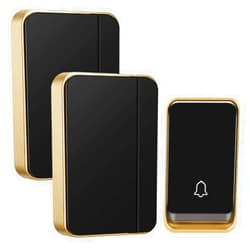 AURTEC 【No Battery Required】 Wireless Doorbell Waterproof, AURTEC Door Chime Kit with 2 Plug-in & 1 Press Self-Powered Transmitter, 51 Chimes, 4 Volume Levels, Black