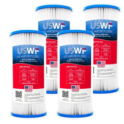 US Water Filters 50 Micron 10 Inch x 4.5 Inch | 4-Pack Pleated Polyester Whole House Sediment Replacement Cartridge | Compatible with Pentek R50-BB, Hydronix SPC-45-1050 | Made in the USA, US Water Filters