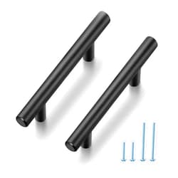 JOY DECOR 20 Pack 5 Inch Cabinet Pulls Kitchen Cabinet Handles with 3 Inch Hole Center Matte Black Cabinet Hardware Stainless Steel Kitchen Drawer Pulls for Cabinets Cupboard, 76mm Hole Centers