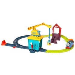 Thomas & Friends Motorized Toy Train Set Fix 'em Up Friends with Carly the Crane, Sandy the Rail Speeder & Thomas for Preschool Kids Ages 3+ Years ​