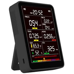 Xoopon Air Quality Monitor Indoor,16-in-1 Smart Air Quality Tester with PM 2.5, CO2, TVOC, HCHO, PM1, AQI, PM10, Temperature & Humidity, Real Time Display, Battery Powered, for Home & Office