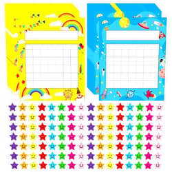Yoklili Pack of 64 Incentive Chart, Yoklili Colorful Rainbow & Space Theme Desk Incentive Pad for Classroom Teachers Students, Includes 1600 Star Stickers